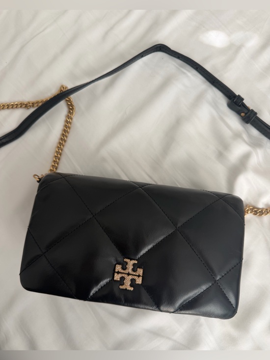Tory Burch Handbags - Tory Burch Black Quilted Leather Crossbody with Gold Logo Chain
